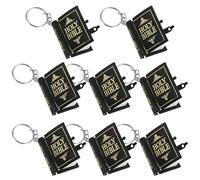 MOBUTOFU Llavero Biblia Religioso Miniatura 8 Piezas Colgante de Pvc y Metal en Negro y Dorado, Adorno para Regalos de Comunión, Decoración de Iglesia y Favor para Eventos
