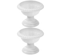 MOBUTOFU Maceta de Plástico Retro Vintage, Macetero Clásico Blanco para Flores y Plantas Verdes, Adecuado para Decoración Interior y Exterior, Pack de 2 Piezas