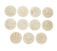 MOBUTOFU Marcadores Semanales De Embarazo De Madera Para Embarazadas, Disco Doble Cara, Tamaño Moderado, Señal De Viaje De Embarazo, Accesorio Para Baby Shower, Set De 11 Piezas