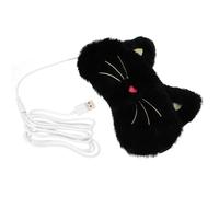 MOBUTOFU Máscara Térmica USB para Ojos Parche Calentable, Diseño 3d de Gato Negro, Tela Magnética, Banda Elástica Ajustable, Adecuado para Dormir, Aliviar Fatiga Ocular y Viajes