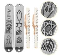 MOBUTOFU Mezuzá de Metal 2 Piezas para Puerta, Artesanía Religiosa Agujeros para Fijar, Decoración Sagrada del Hogar, Adorno Metálico Tradicional Judaico para Ambiente Espiritual