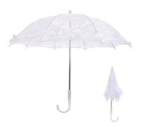 MOBUTOFU Paraguas de Encaje Blanco Vintage para Boda y Fotografía, Sombrilla Decorativa de Encaje Mango Ergonómico, Accesorio Elegante para Escenarios y Sesiones Fotográficas