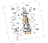 MOBUTOFU Pegatina de Pared Medidor de Estatura para Niños Diseño de Astronauta y Nave Espacial en Pvc, Adorno Creativo para Habitaciones Infantiles y Guarderías