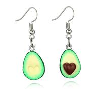 MOBUTOFU Pendientes Colgantes de Aguacate para Mujer Ligeros y Duraderos con Diseño Forma de Corazón Joyería de Arcilla Polimérica Hipoalergénica Accesorios para Decoración de Oreja para