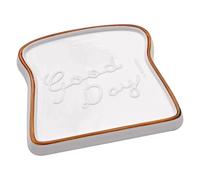 MOBUTOFU Plato de Cerámica Fácil de Limpiar y Antideslizante Forma de Tostada para Pan y Ensalada, Material Porcelana Color Café Adecuado para Cocina y Reuniones