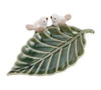 MOBUTOFU Plato de Cerámica Verde Forma de Pájaro y Hoja, Bandeja Pequeña para Joyería y Anillos Diseño Creativo y Delicado para Decoración del Hogar