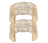 MOBUTOFU Pulseras de Puño Abiertas de Patrón Hueco Metálico Dorado, Par de Brazaletes de Encaje Ancho para Mujer, Accesorio Adecuado para Uso Diario y Reuniones Sociales