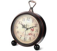 MOBUTOFU Reloj Despertador sin Batería Estilo Vintage de Escritorio Silencioso Cuerpo de Metal Adecuado para Clásica y Retro Hogar