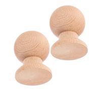 MOBUTOFU Remates de Madera Tallada en Forma de Bola para Postes de Cama de 6cm, Diseño Romano Clásico, Superficie Lisa, 2 Piezas para Cortinas y Muebles