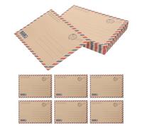 MOBUTOFU Sobres para Correo Aéreo y Vintage de Papel Kraft, Paquete de 48 Unidades Diseño Clásico y Bordes Decorativos, para Invitaciones a Fiestas y Recuerdos