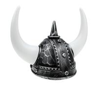 MOBUTOFU Sombrero Vikingo con Cuernos de Buey, Casco de Guerrero Nórdico Decorativo para Disfraces y Fiestas, Accesorio de Mascarada para Halloween y Carnaval, 1 Unidad, Color Plateado
