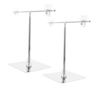 MOBUTOFU Soporte para Pancartas Ajustable en Forma de T 2 Piezas de Acero Inoxidable Clip para Escritorio, Adecuado para Exhibición en Tiendas Interiores y Carteles Versátiles para