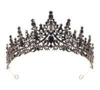 MOBUTOFU Tiara Negra Barroca de Novia Gemas de Imitación, Diadema Vintage para Mujer, Accesorios de Boda y Cumpleaños, Diseño Gótico Elegante para Eventos Obsequios