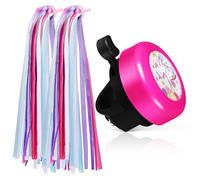 MOBUTOFU Timbre de Bicicleta Unicornio de Aleación de Acero, Campana con Sonido Fuerte y Cintas Decorativas Moradas y Rosas, 1 Pieza para Ciclismo Infantil y Paseo Seguro