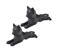 MOBUTOFU Tope Fundido de Gato Puerta de Hierro Piezas Negro 2 | Cuña Resistente al Viento, Protección de Pared, Estilo Creativo Elegante y Robusto