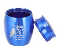MOBUTOFU Urna para Cenizas de Pájaros y Mascotas en Acero Inoxidable Azul Líneas Suaves y Diseño Minimalista, Tanque Conmemorativo Ligero para Cremación