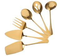 MOBUTOFU Utensilios para Servir de Acero Inoxidable, Juego de Cubiertos Dorados Cucharas y Tenedores, Adecuado para Vajilla de Restaurante y Uso Alimentario