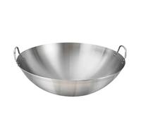 MOBUTOFU Wok de Cocina Acero Inoxidable 32 CM Doble Asa y Fondo Redondo Adecuado para Freír y Cocinar en Casa Manejo Fácil y Seguro