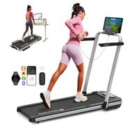 Mobvoi Home SE Cinta de Correr, Cinta de Correr Eléctrica Plegable 3 en 1, 2,5 HP, Compacta y Portátil Debajo del Escritorio, 12 km/h, Control Remoto, Pantalla LED, Ahorro de Espacio120 kg, Plata