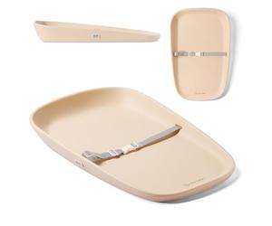Moby-System Cambiador de Cómoda Suave Impermeable Beige 0+ | Cambiador suave de 69 × 45 cm de espuma EVA, con lados elevados, correa ajustable y parte inferior antideslizante.