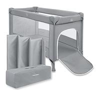 Moby-System Cuna de Viaje para Bebé - Parque Cuna 2 en 1 con Colchón Plegable, 2 Alturas, Ruedas con Freno y Bolsa - Cuna Plegable con Entrada Lateral y Cambiador
