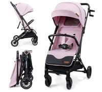 Moby-System LENA PINK PRO Silla de Paseo Ligera con Función Trolley, Compacta 6-48 Meses, Ruedas EVA con Suspensión, Capota XXL, Plegado con Una Mano, Rosa