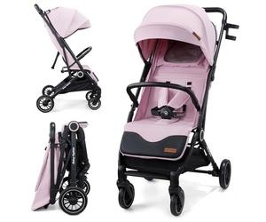 Moby-System LENA PINK PRO Silla de Paseo Ligera con Función Trolley, Compacta 6-48 Meses, Ruedas EVA con Suspensión, Capota XXL, Plegado con Una Mano, Rosa