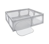 Moby-System Parque Infantil Bebé Plegable - Centro de Actividades con Base Antideslizante 200x140cm - Corralito Impermeable con Ventanas y Cremallera, Incluye Bolsa de Transporte - Gris