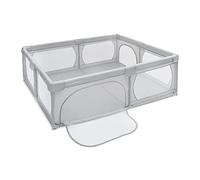 Moby-System Parque Infantil Plegable - Centro de Actividades para Bebé con Base Antideslizante 200x140cm - Corralito Impermeable con Ventanas y Bolsa de Transporte, Gris