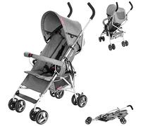 Moby-System Silla de Paseo Tipo Paraguas, Gris, Acero, Tejido y Plástico, para Niños, Arnés de 5 Puntos, Carga Máx. 15 kg