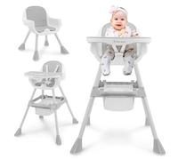 Moby-System Trona Ajustable Magnolia 2en1 con Bandeja y Cojín de Polipiel - Gris, Desde 6 Meses