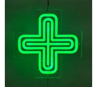 MObyat Letrero LED de Cruz Médica para Dispensario, Letreros de Neón de Cruz Verde para Farmacia de Interior con Cadena, 2 Modos de Funcionamiento Ajustables: Encendido/Apagado, Material Acrílico