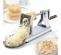 MObyat Máquina Patatas Ralladas, Cortador Patatas Mil Hilos 3 Cuchillas, Cómodo Mango Rodillo, Cierre Antideslizante, Fácil Limpiar, Base Antideslizante, Corte Tipo Fideo