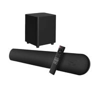 MOBYGKFY 10 0w TV Barra de Sonido 2.1 Altavoz inalámbrico de Cine en casa Barra de Sonido 3D Control Remoto Envolvente con Soporte de Pared