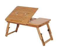 MOBYGKFY 1pc Ajustable del Ordenador portátil de bambú Soporte de Mesa portátil portátil con Antideslizante Deflector y oportuna emisión de Calor de lecho portátil Lap Desk(Large)