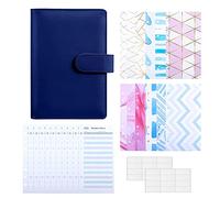 MOBYGKFY A6 PU SOBRE DE PRINCIPIOS DE CAUSIONES DE PRINCIPIO SOBRE EL SOBRE EL DE ORGANIZADORES DE PLANIFICACIÓN CON LAS HOJAS DE PRESUPUESTO DE GASTOS, ETIQUETAS DE ETIQUETA(Blue,White)