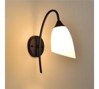 MOBYGKFY Aplique de Pared Creativo Moderno nórdico Frosted Glass Wall Light E26/E27 Iron Base Wall Lamp Bedroom Living Room Corridor Bathroom Wall Sconces para cabecera de Dormitorio Estilo rústico
