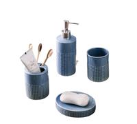 MOBYGKFY Artículos Cuatro Piezas Cerámica Cepillo Dientes Desinfectante Mano Prensa Botella Loción Grupo Cuarto Baño