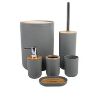 MOBYGKFY Artículos de tocador for baño, Kit de Almacenamiento for baño de Seis Piezas, Bote de Basura, jabonera, Soporte for Cepillo de Dientes(3-Pack)
