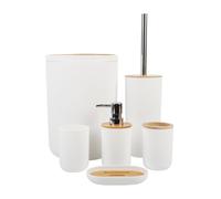 MOBYGKFY Artículos de tocador for baño, Kit de Almacenamiento for baño de Seis Piezas, Bote de Basura, jabonera, Soporte for Cepillo de Dientes(Blue,White)