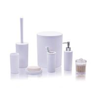 MOBYGKFY Artículos de tocador for baño, Taza de Cepillado de Lata de algodón, Juego de cepillos de baño con Punta de algodón, Bote de Basura con Taza for Hacer gárgaras(Blue,White)