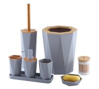 MOBYGKFY Artículos de tocador Juego de baño de cerámica de imitación Juego de baño Juego de Regalo de 8 Piezas(Blue,White)