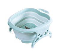MOBYGKFY Baño de pies plegable Cubo de masaje de espuma llano Lavabo de plástico para baño de pies Baño de pies de aumento grande Barril de vadeo Reducir la presión(Blue,White)