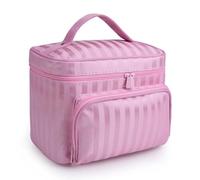 MOBYGKFY Bolsa de Maquillaje de Tela Oxford, Bolsa de Lavado portátil Impermeable de Gran Capacidad, Bolsa de Almacenamiento de cosméticos de Viaje, Bolsa de Maquillaje portátil(Blue,White)