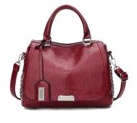 MOBYGKFY Bolso de mano de cuero PU con decoración de remaches Vintage for mujer, bolso de hombro, bolso de mensajero de Color sólido(Rosso)