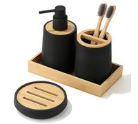 MOBYGKFY Botella de loción, Soporte for Cepillo de Dientes, Bandeja de jabón, Organizador de Inodoro, Juego de baño(Blue,White)