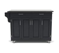 MOBYGKFY Carro de Cocina del gabinete de Cuatro Puertas del Final Negro con la estantería Ajustable Superior de Acero Inoxidable