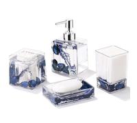 MOBYGKFY Conjunto de Caja de bastoncillos de algodón con Botella desinfectante de Manos Suministros de decoración de baño de Flores secas flotantes(Blue,White)