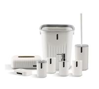 MOBYGKFY Conjunto de Suministros de baño de Color sólido de Ocho Piezas con patrón de Lavado de baño for el hogar del Hotel(3-Pack)