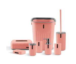 MOBYGKFY Conjunto de Suministros de baño de Color sólido de Ocho Piezas con patrón de Lavado de baño for el hogar del Hotel(1-Pack)